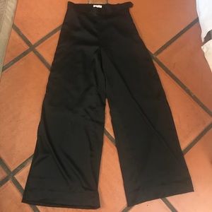Forever 21 Black Satin Wise Leg Side Slit Pant